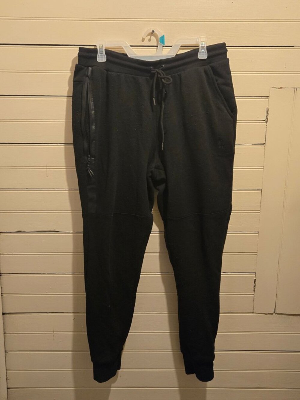RBX Sweatpants Mens XL Black Drawstring Jogger Zipper Pocket Cuffed Fleece Lined